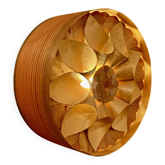 Large wooden wall lamp Scandinavian design 1950.