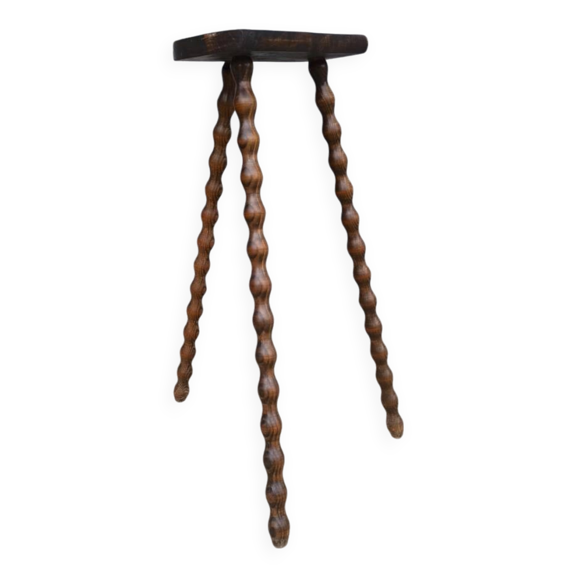 1950s Beaded Wooden Tripod Stool