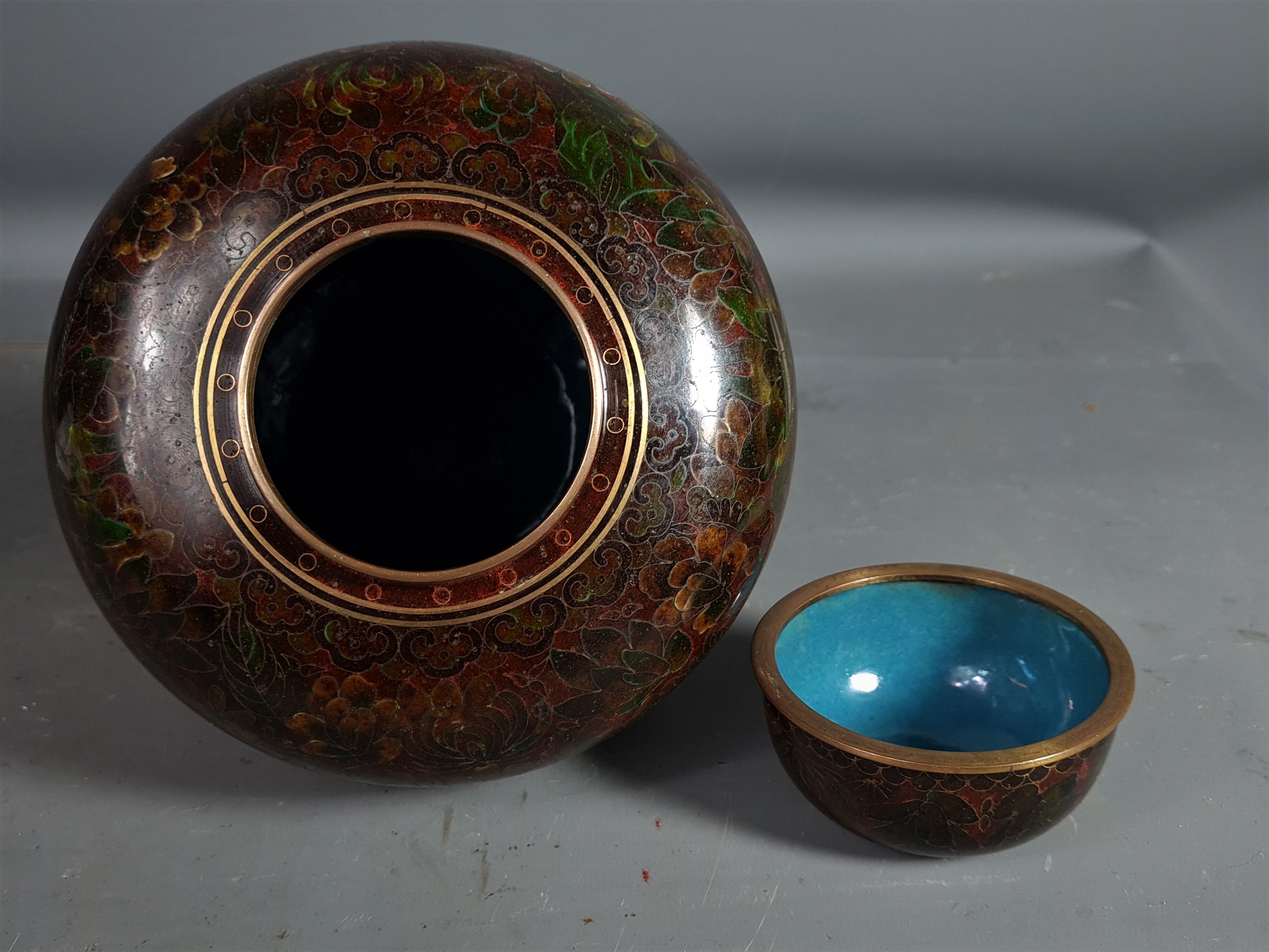 Cloisonne enameled covered pot China Mao tse dong period