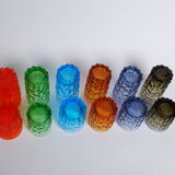 Set verre coloré 'textured bark' par Geoffrey Baxter 60's