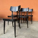 6 patinated curved wood bistro chairs