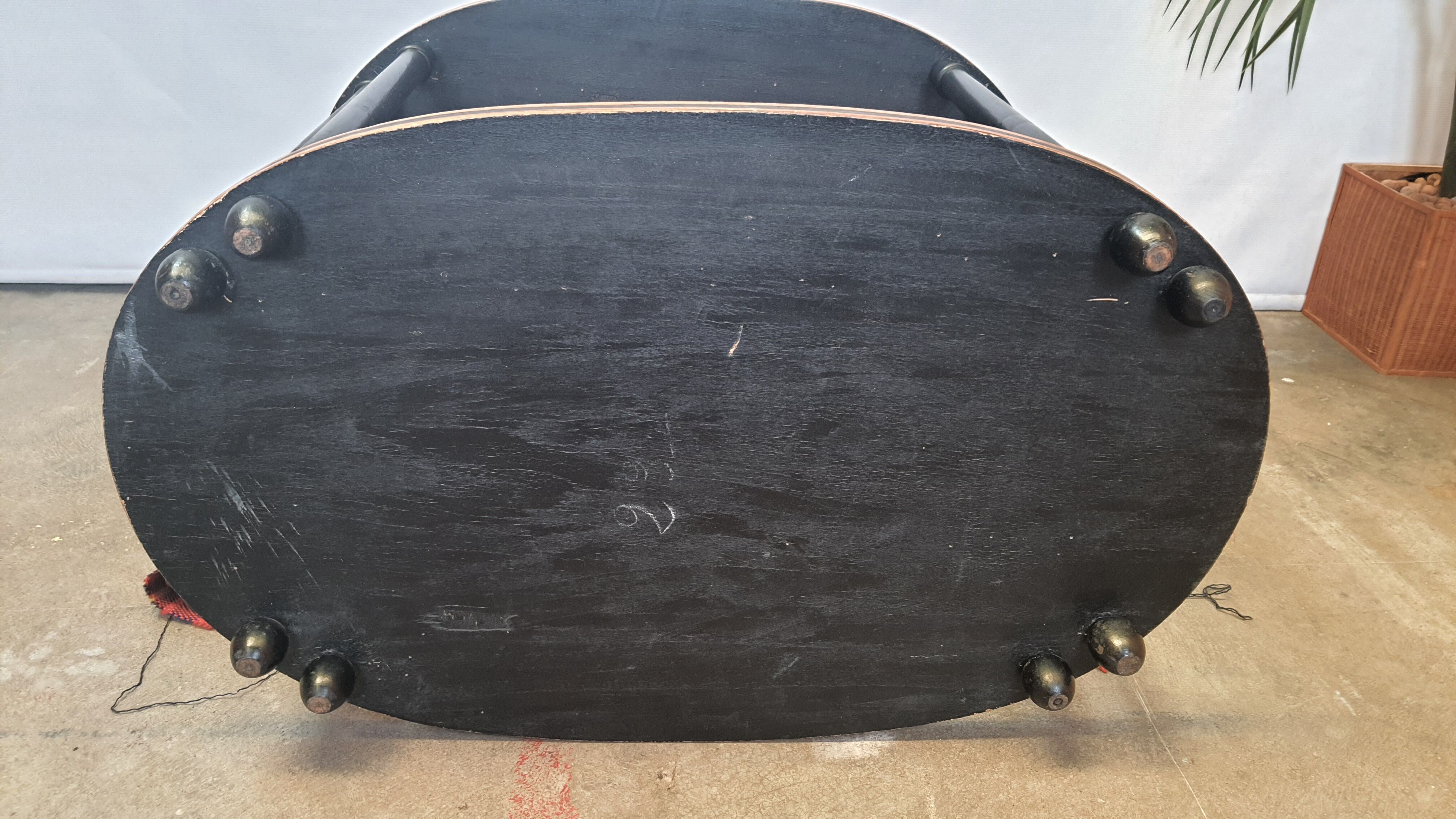 Art deco tea table Maurice Dufrène oval zebrano