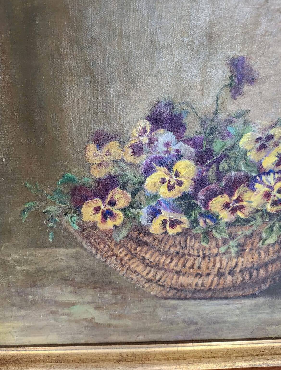19th century oil painting bouquet of flowers