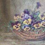 Peinture à l’huile XIXe bouquet de fleurs