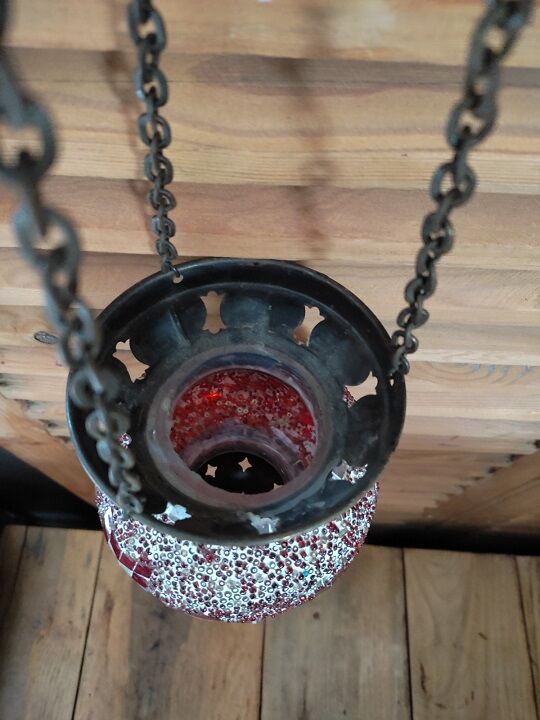 Glass mosaic pendant lamp Brass luminaire flea marketespridantan