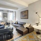 Brown leather sofa