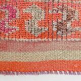 Pink & Orange Vintage Turkish Runner Rug, 103x326Cm