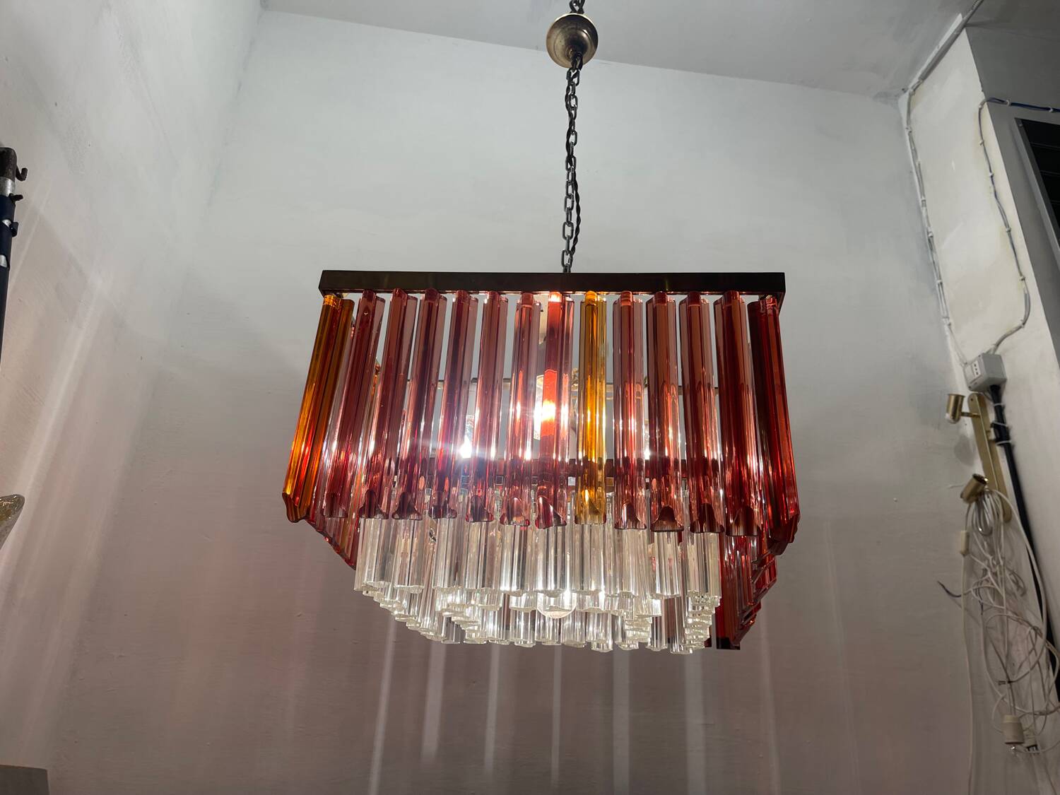Murano Glass Prism Triedri Chandelier 1970’s