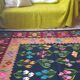 Tapis Oltenian floral, tissé à la main, Roumanie