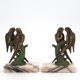 Art Deco pair of bookends with metal parrots and a marble base.