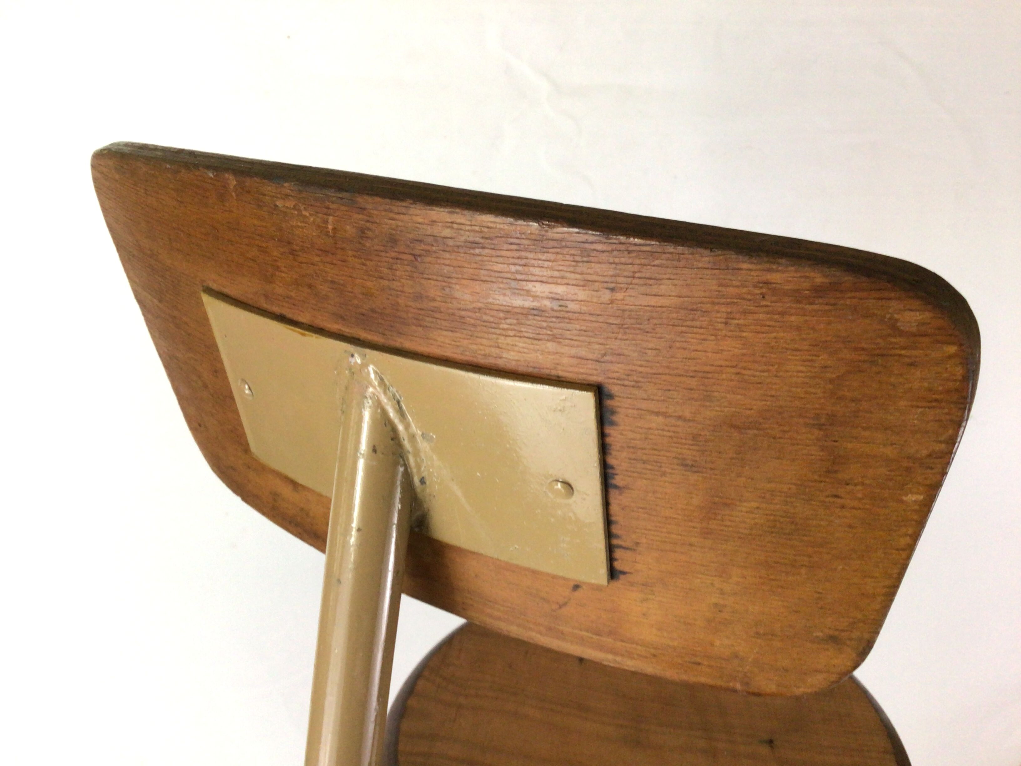 Industrial chair with metal and wood screws