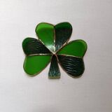 Handcrafted green clover and brass trinket tray