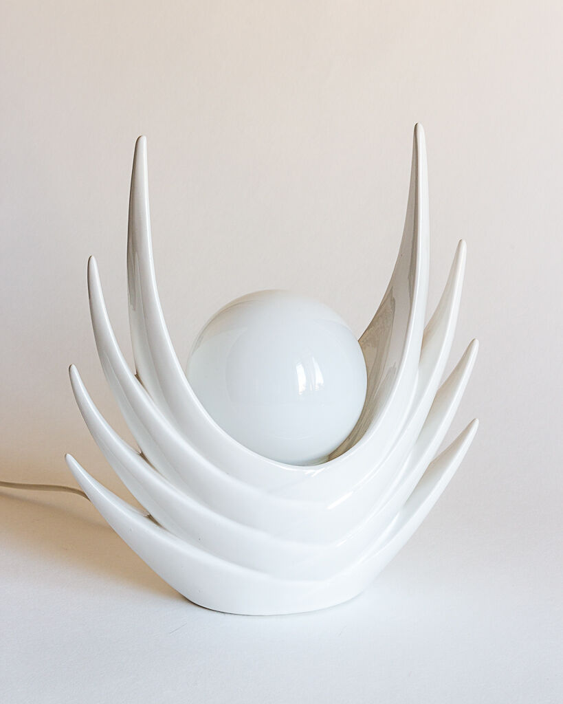 Organic white ceramic lamp, Italy, 70s