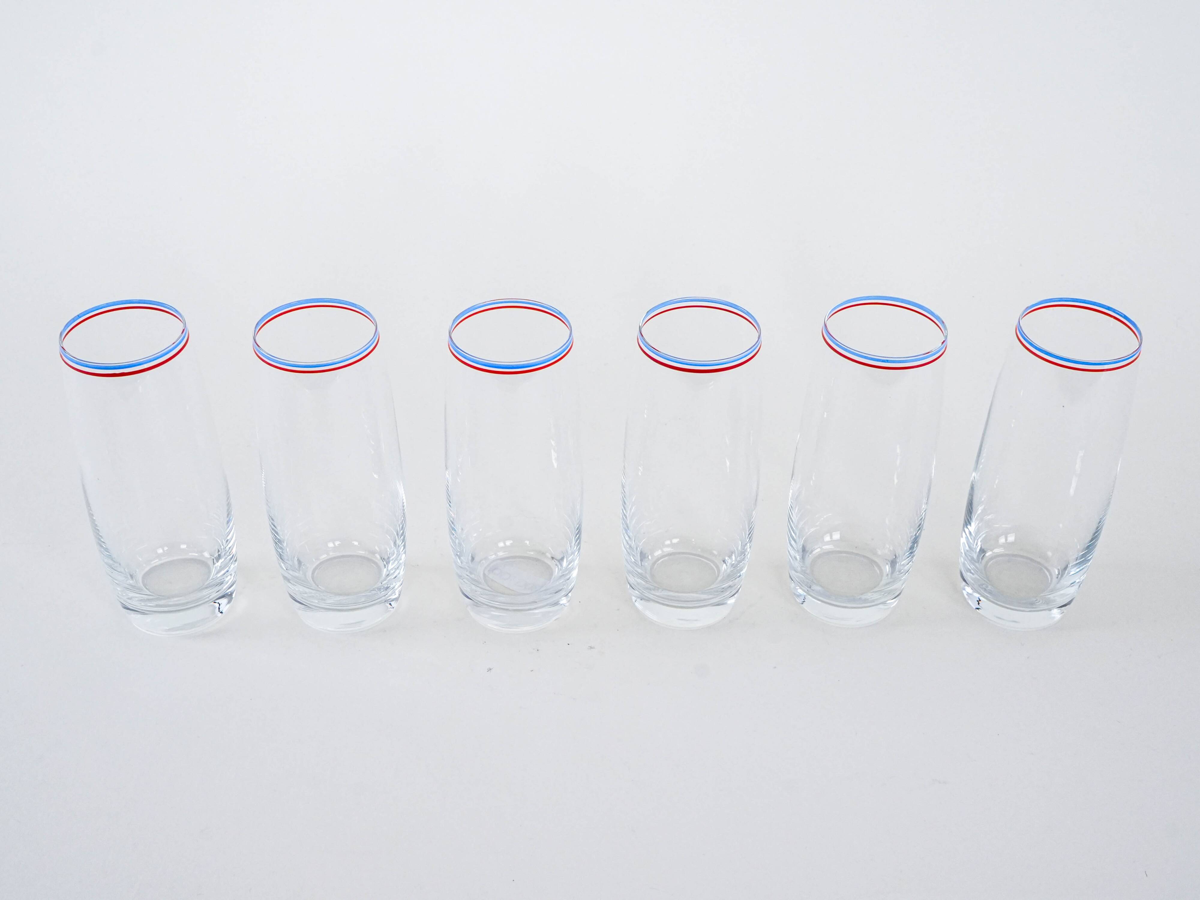 Set of six glasses, Italian design, 1970s, made in Italy