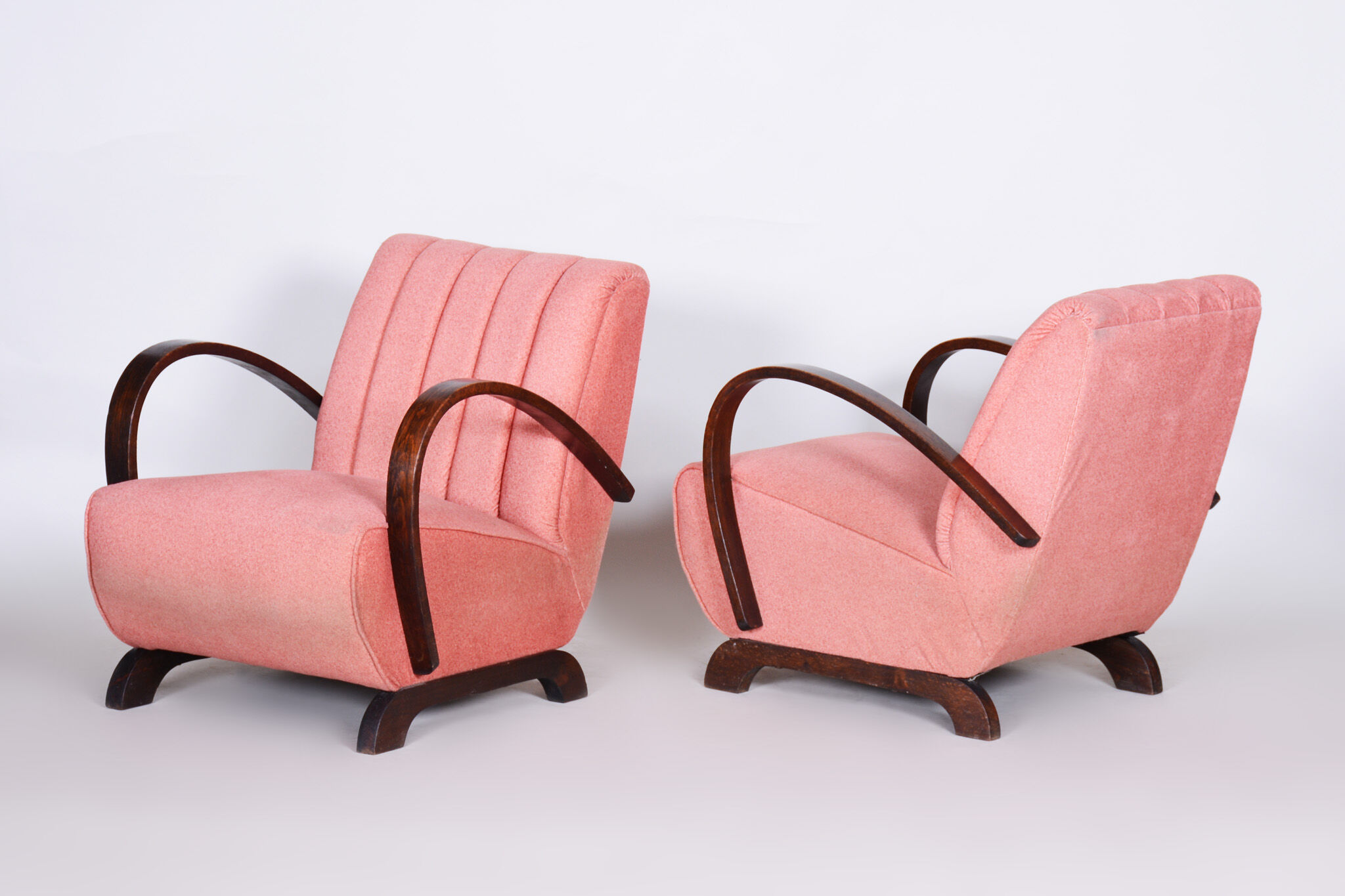 2 pink art deco armchairs 1930s czechia