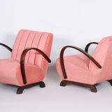 2 fauteuils art déco rose tchéquie des années 1930