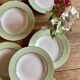 Set of 6 old mint and white hollow plates, the Amandinoise