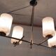 Modernist chandelier 4 lights in golden brass - 50s/60s