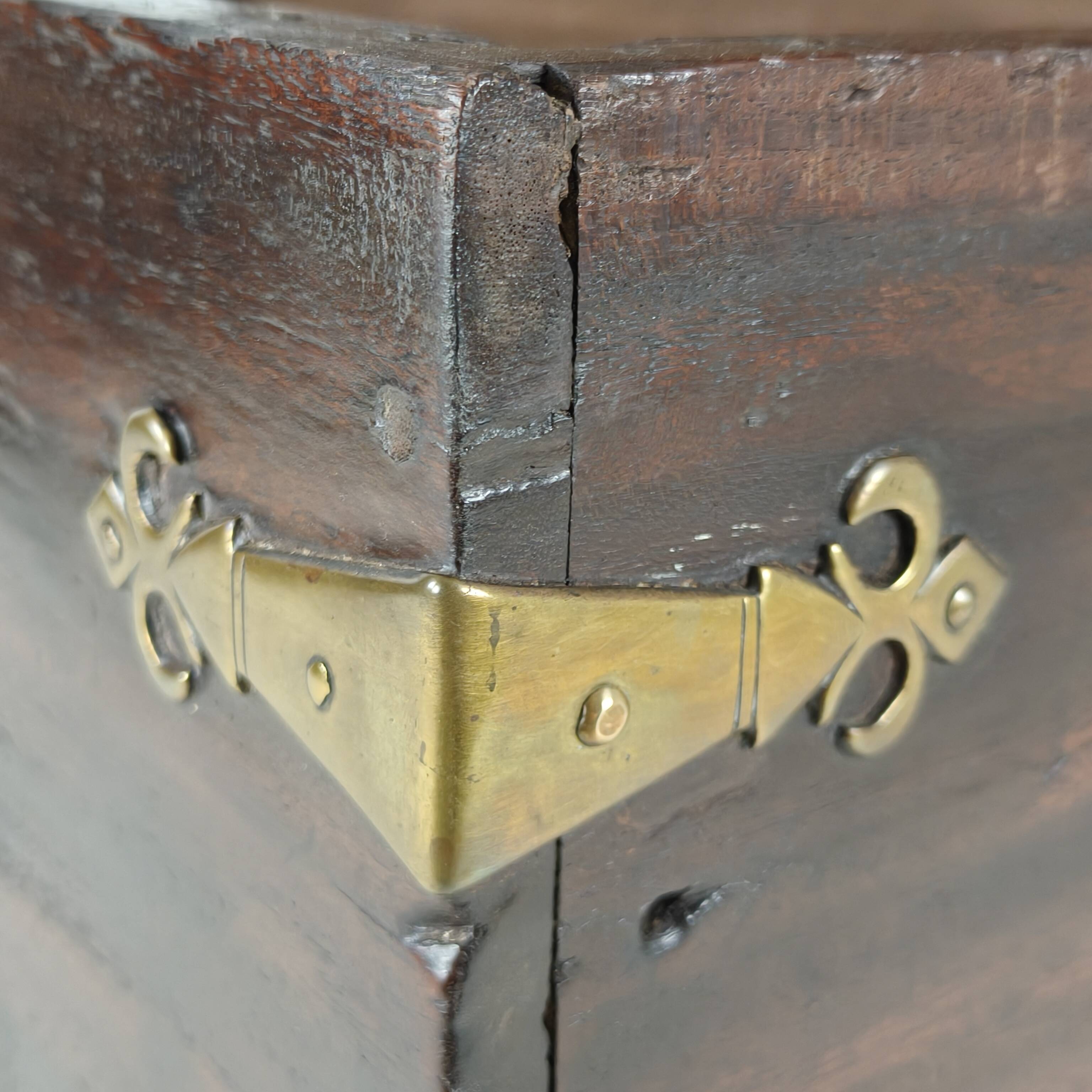 18th Century Dutch VOC Colonial Chest with Brass Mounts