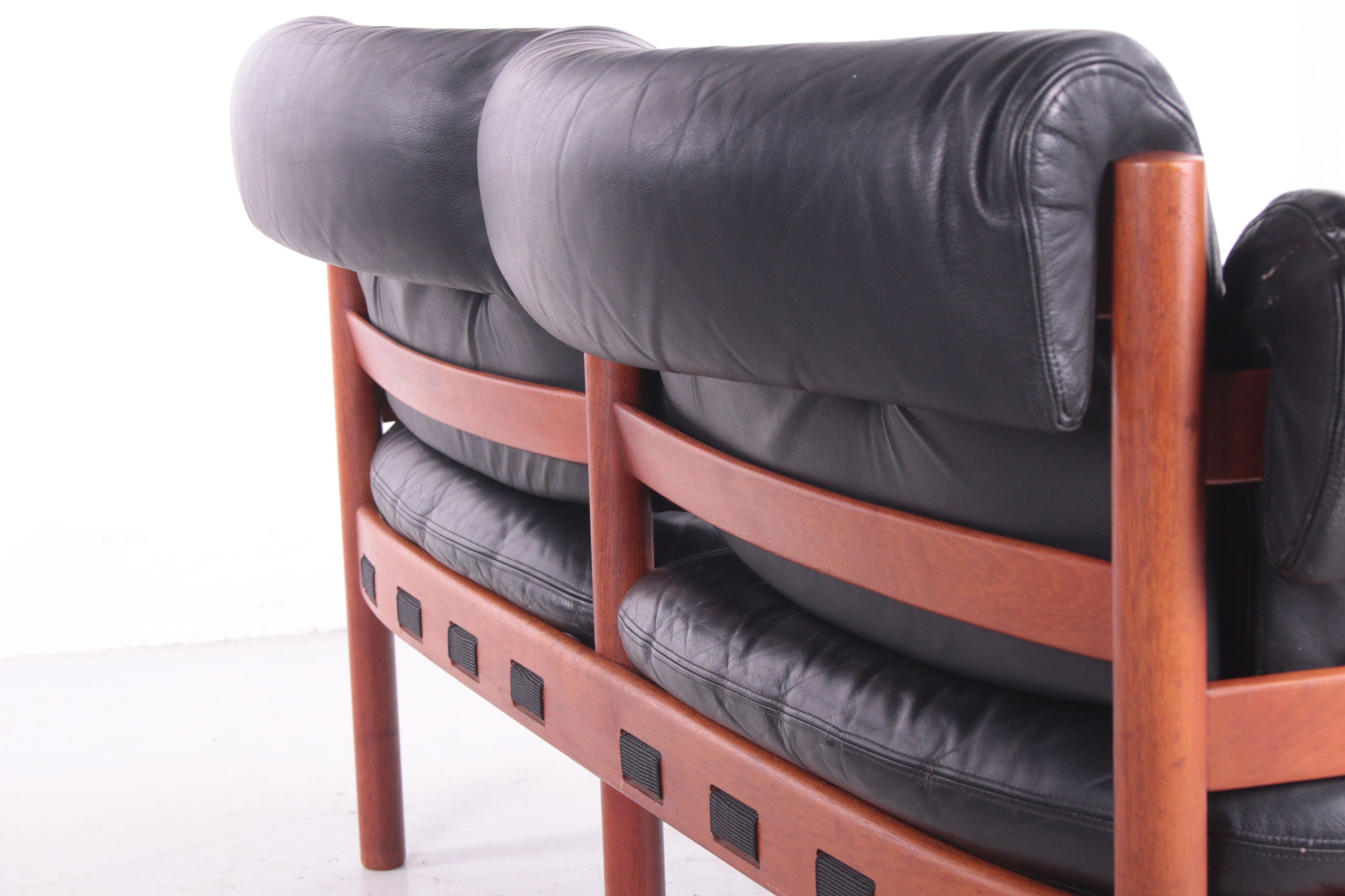 Vintage black leather 2 seater sofa by Sven Ellekaer for Coja, 1960s