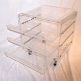 Plexiglass box with drawers on casters