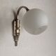 French art deco wall sconce silver metal with opaque glass ball shade 4101