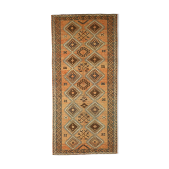 5x11 orange and brown vintage tapis rug, 352x162cm