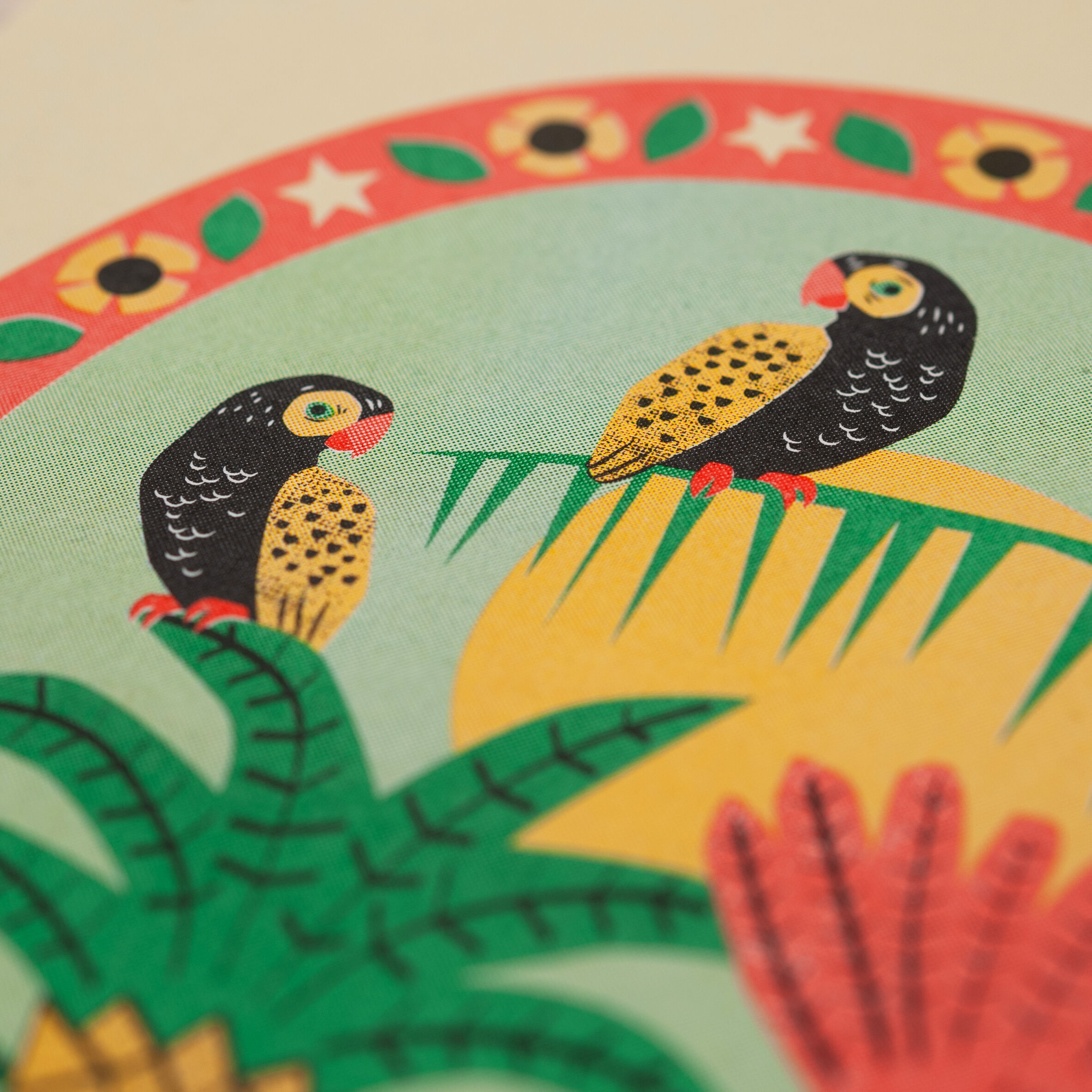 Parrot poster printed in risography