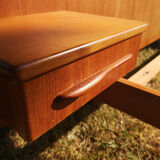 Vintage double double bed Exotic wood built-in hanging bedside tables