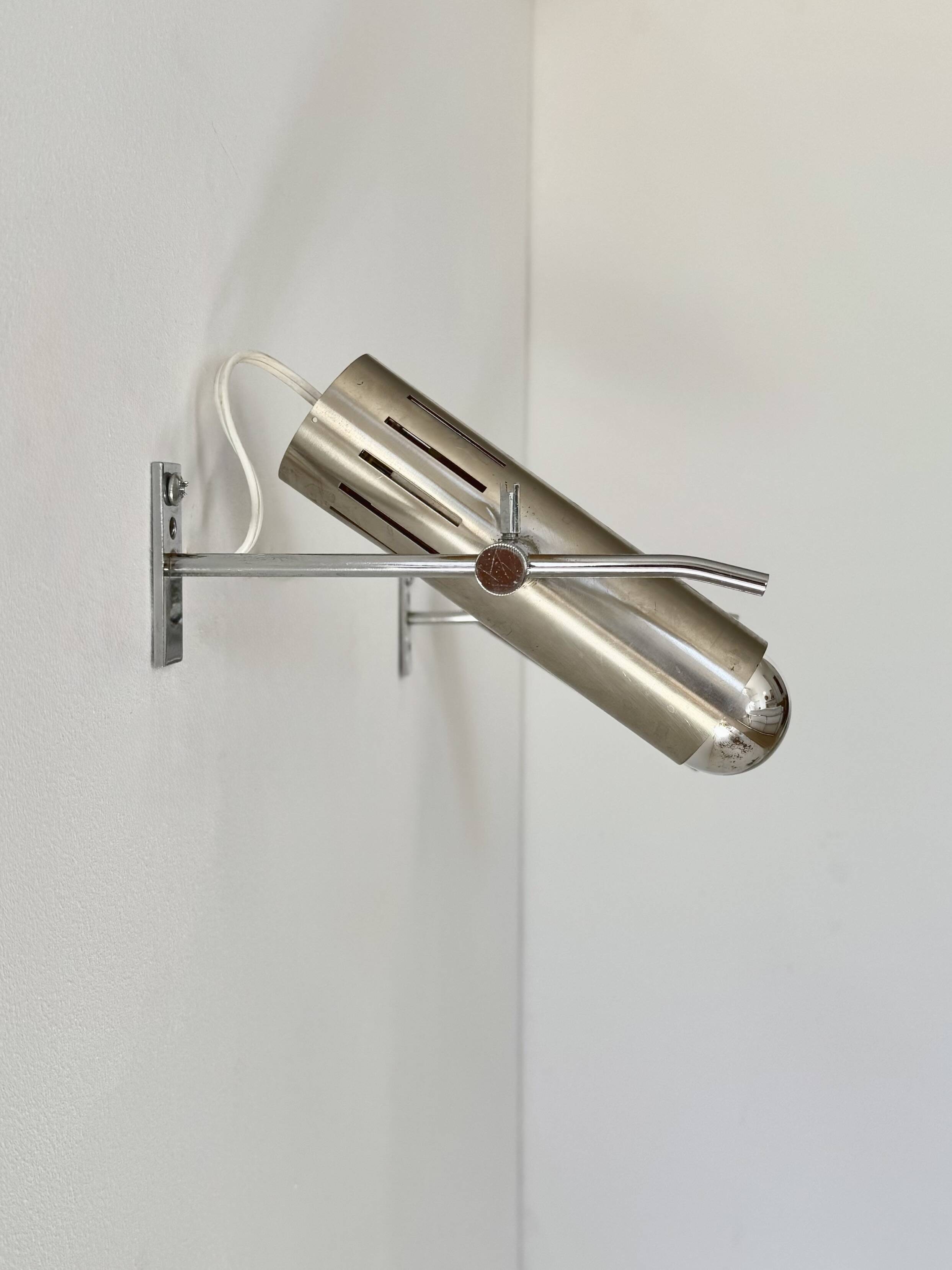 Pair of vintage wall sconces by Alain Richard, metal and aluminium, France.