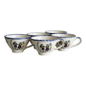 Set of 5 Quimper cups