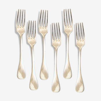 Series of 6 silver metal forks