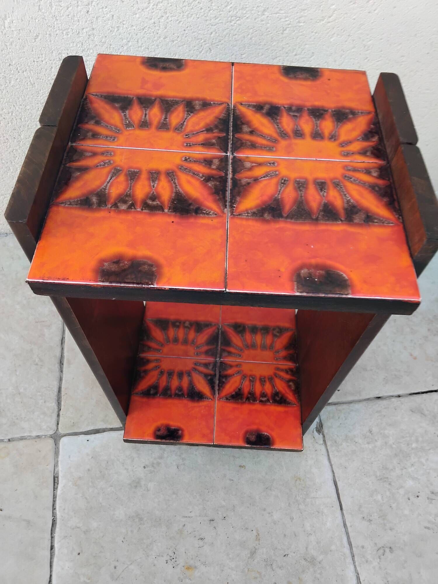 Vintage 1970s pedestal table ceramic