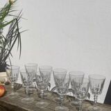 10 old cut stemmed glasses