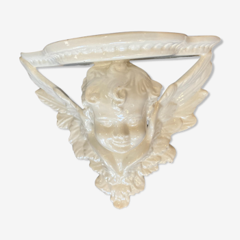 Console d'applique "tête d'ange" en porcelaine