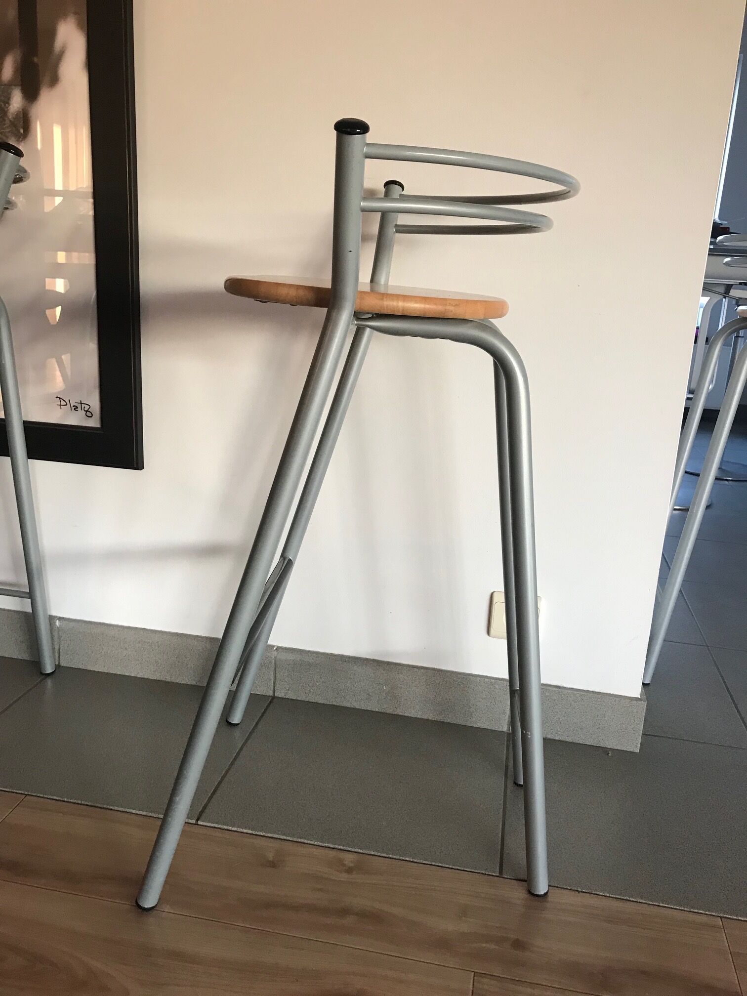 set of 5 stool year 80 in wood and metal