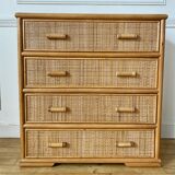 Vintage rattan chest of drawers