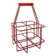 Metal bottle holder basket covered in bright red - caddy for 4 bottles