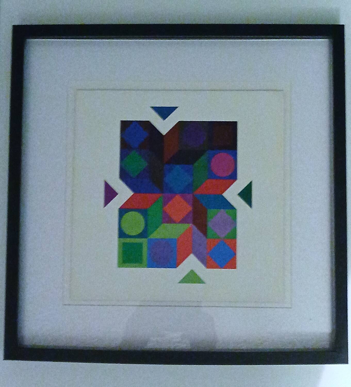Tableau Vintage Art Optique - Victor Vasarely - Frame 40x40cm