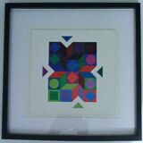 Tableau Vintage Art Optique - Victor Vasarely - Frame 40x40cm