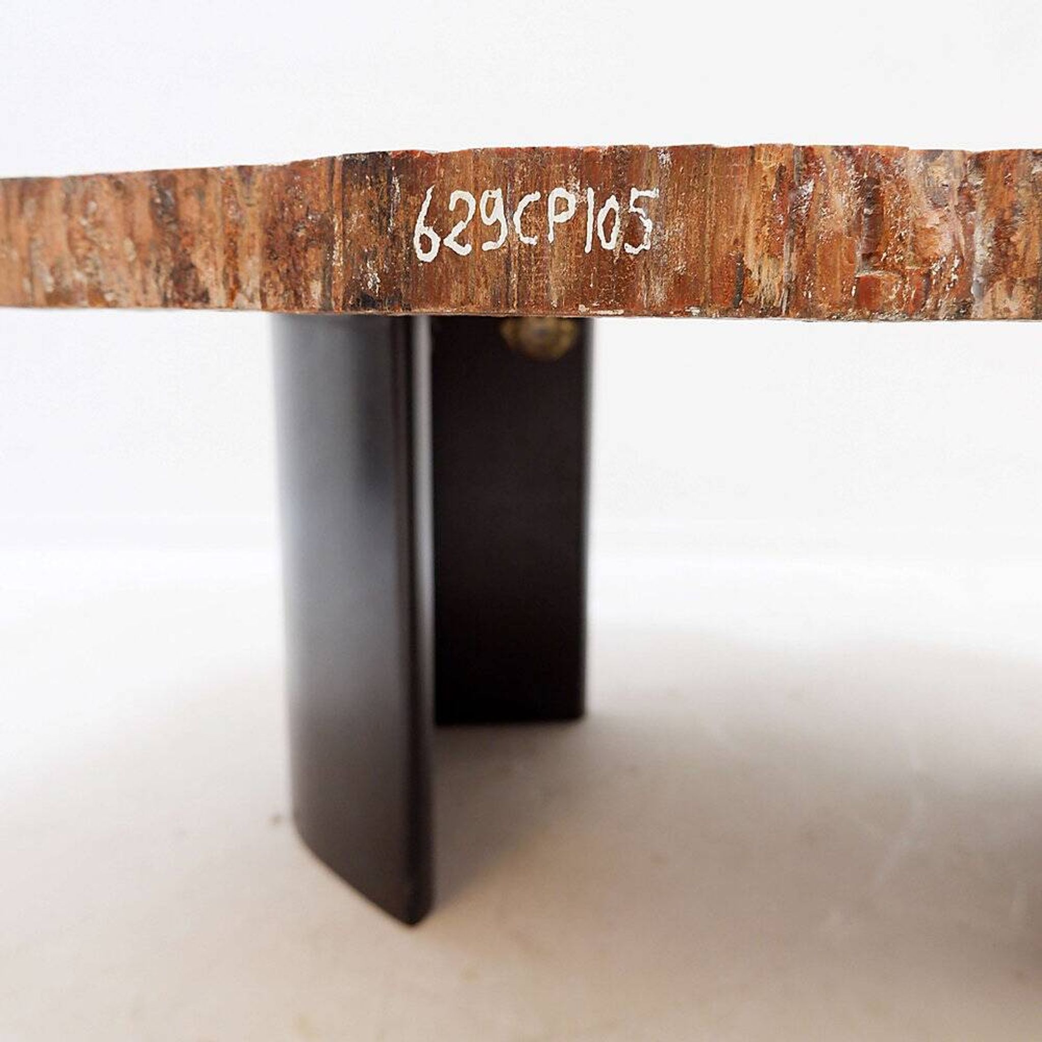Table basse en bois pétrifié rouge d'Arizona : 114x88cm