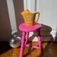 Wooden tripod stool - candy pink