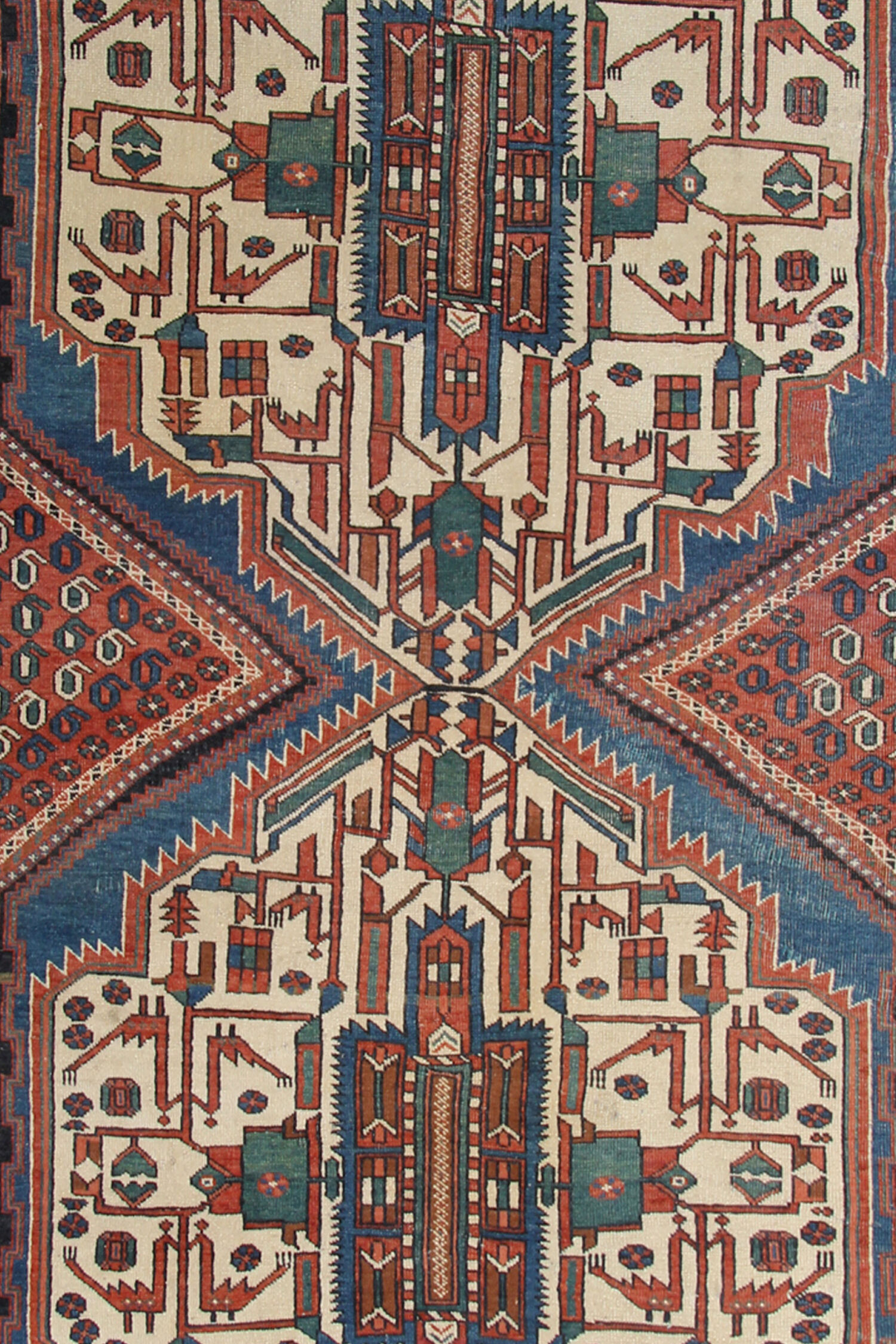 Handwoven wool antique persian area rug 124x250cm