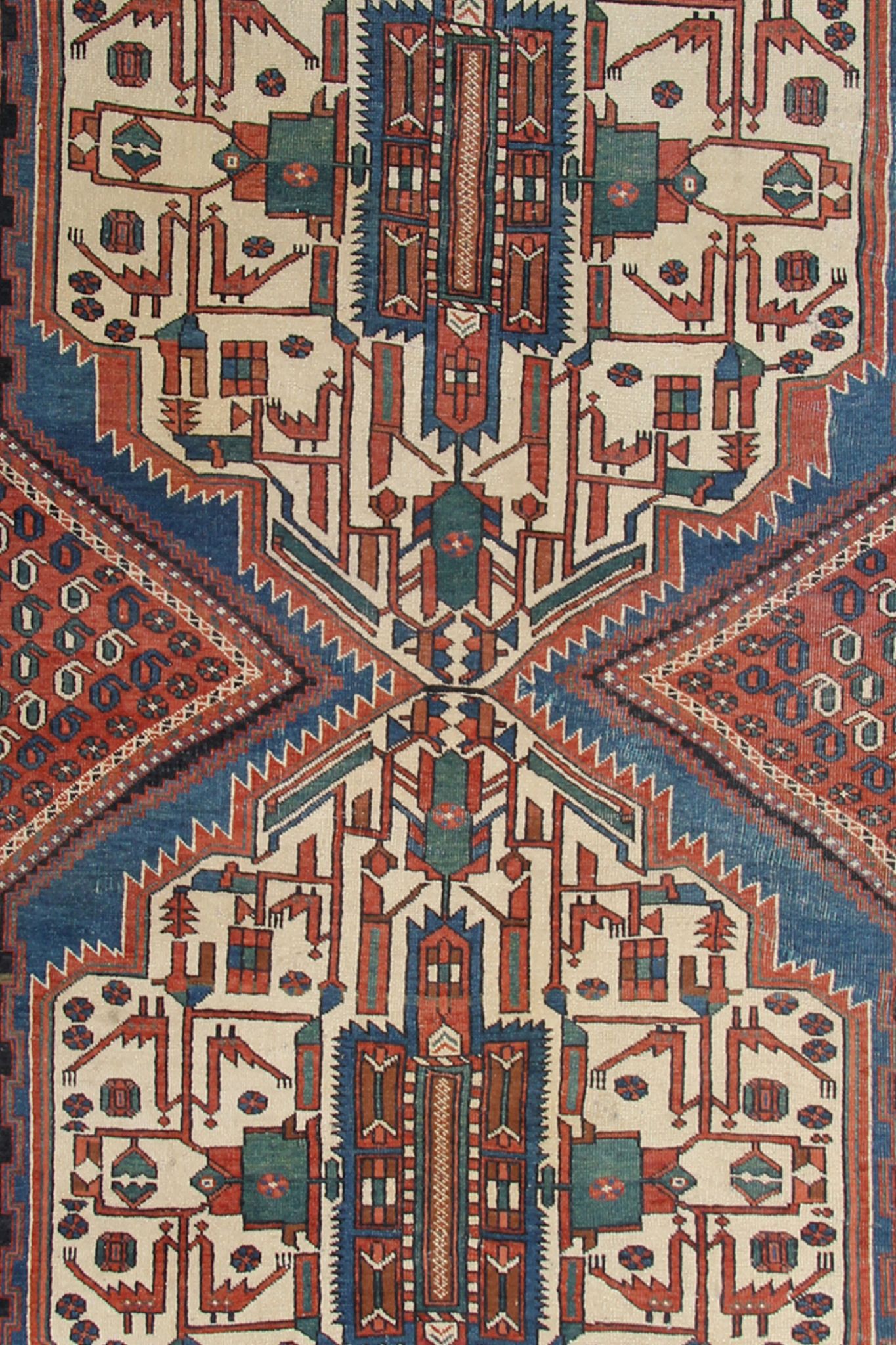 Handwoven wool antique persian area rug 124x250cm