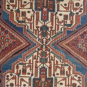 Handwoven wool antique persian area rug 124x250cm