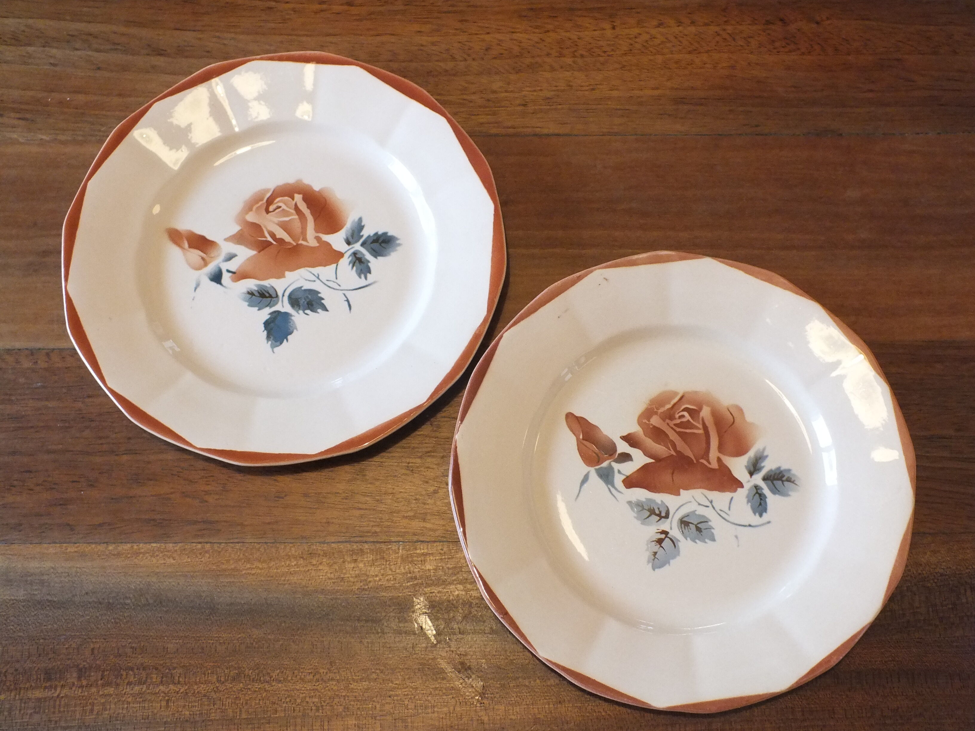 Set of 6 flat plates Sarreguemines Digoin