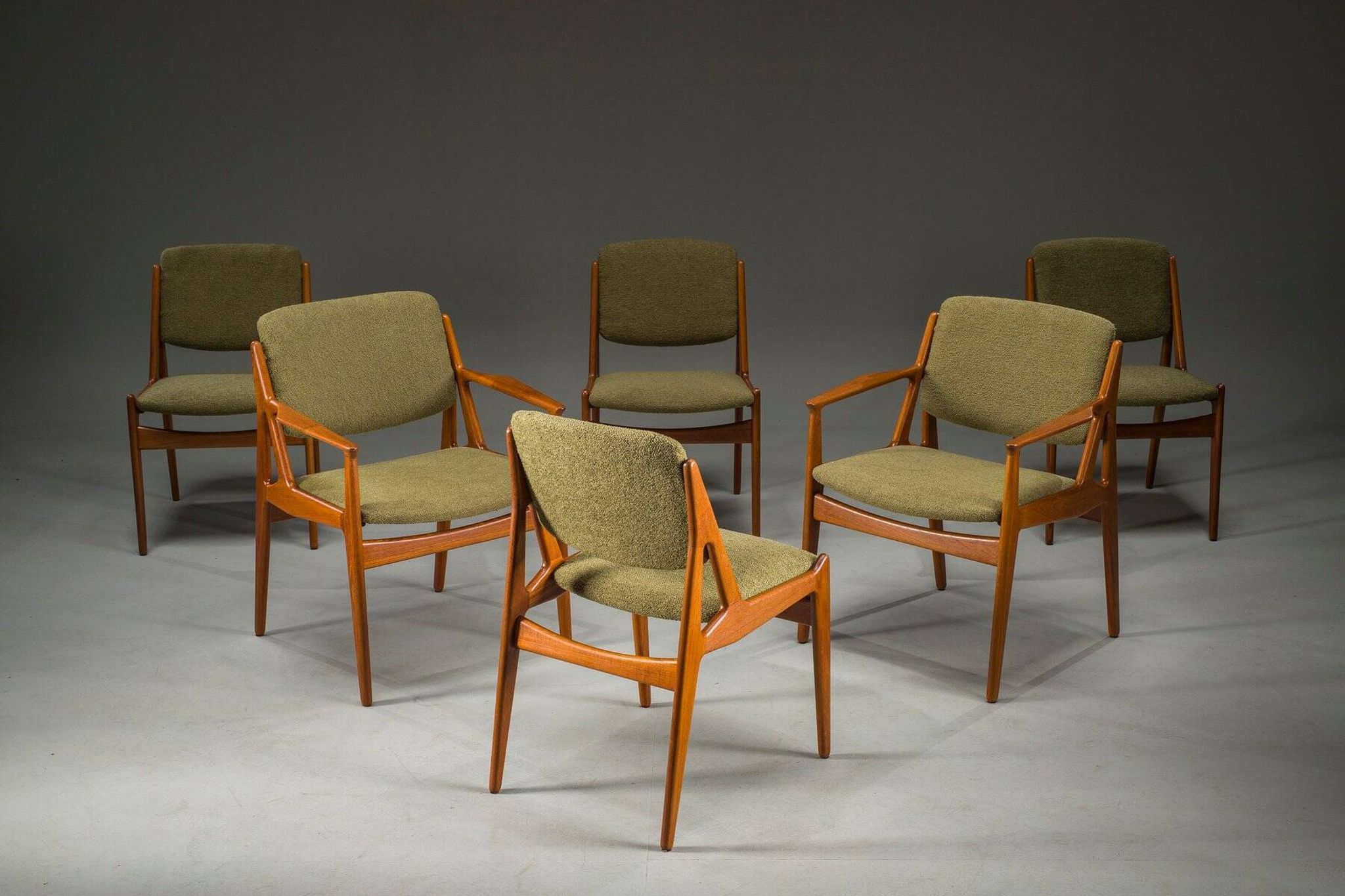 Danish Ella chairs in teak attributed to Arne Vodder for Vamo Sønderborg, 1960s, set of 6
