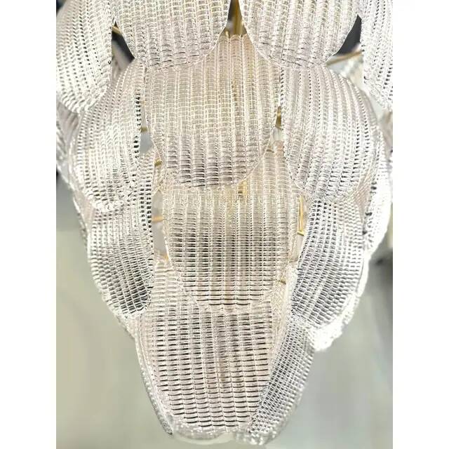 Italian Petals Murano Glass Chandelier in Transparent Diamanté Glass