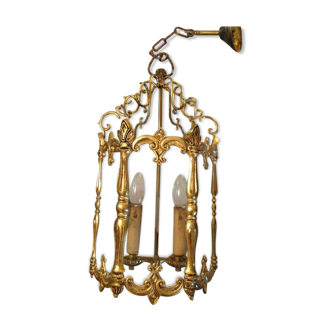 Gilded bronze lantern, 2 lights, 50s