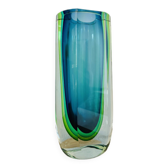 Sommerso vase in Murano glass by Flavio Poli